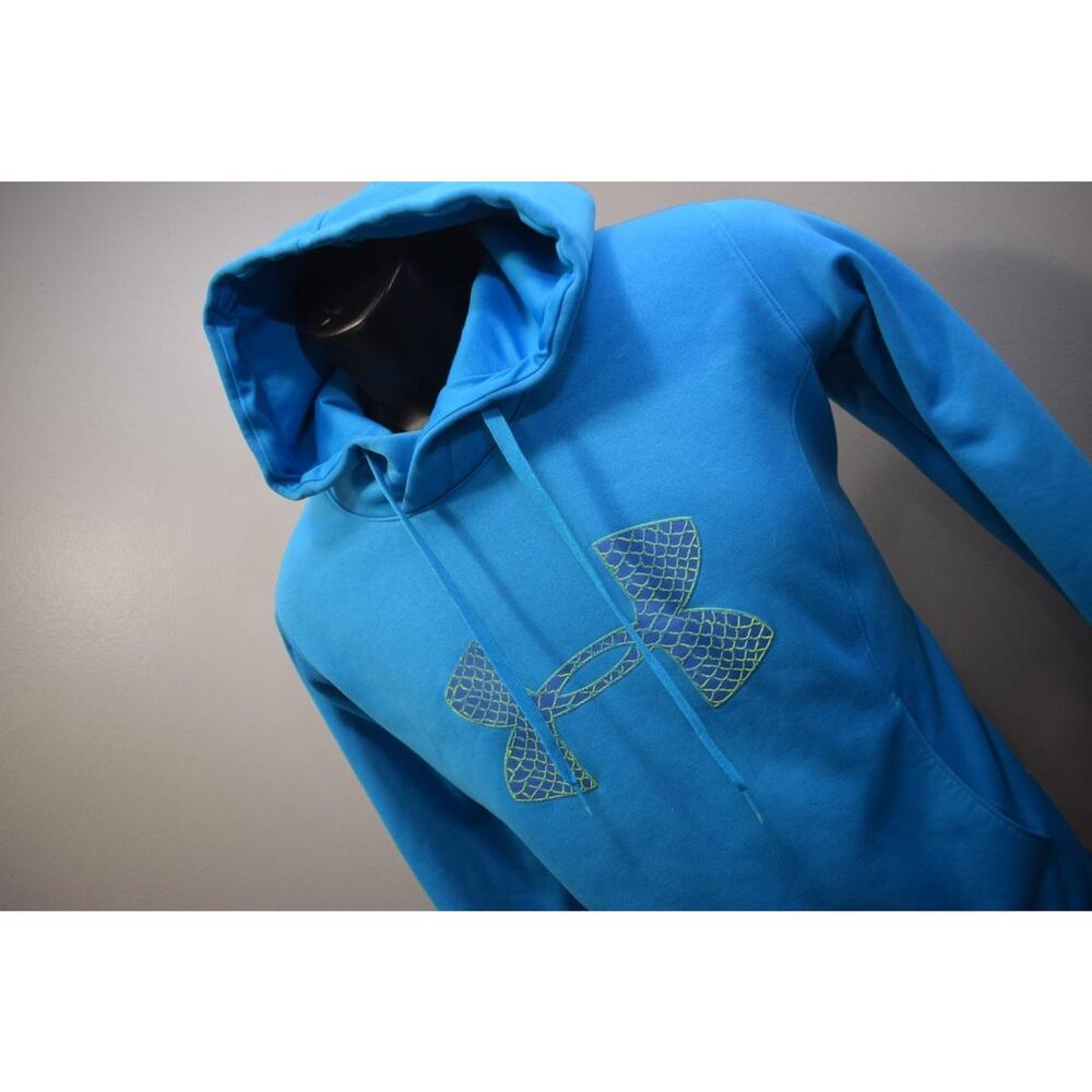 42224 Womens Under Armour ColdGear Storm Semi-Fitted Blue Hoodie Sweater Medium